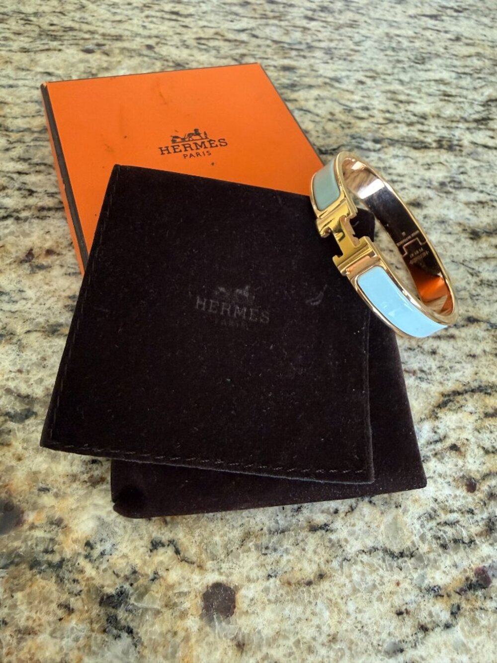 Hermes Clic  H Bracelet Baby Blue/Rose Gold - Picture 3 of 7